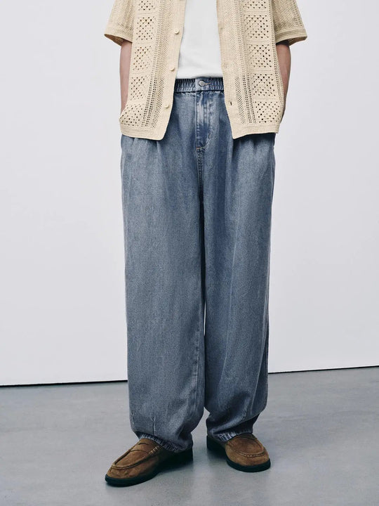 Relaxed Wide-leg Lyocell Washed Jeans