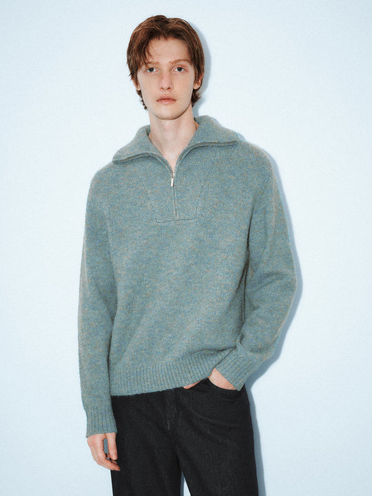 Zip Half Placket Knitted T-Shirts