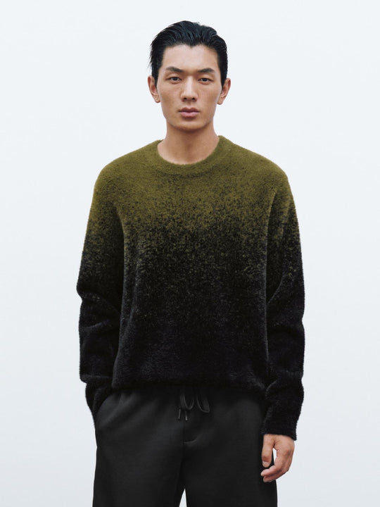 Gradient Langarm Strick-T-Shirts