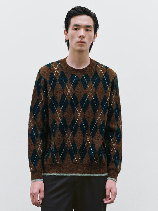 Argyle Long Sleeve Knitted T-Shirts