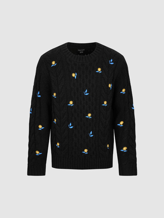 Embroidered Long Sleeve Knitted T-Shirts