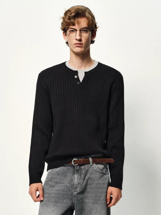 Ribbed Long Sleeve Button Front Sweater
