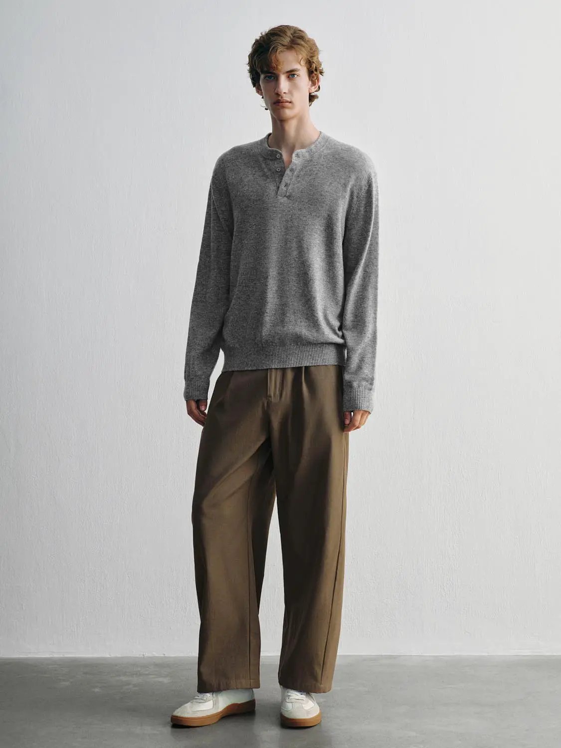 Knit T-Shirt by Urban Revivo Fashion, heather gray knitted long-sleeve top