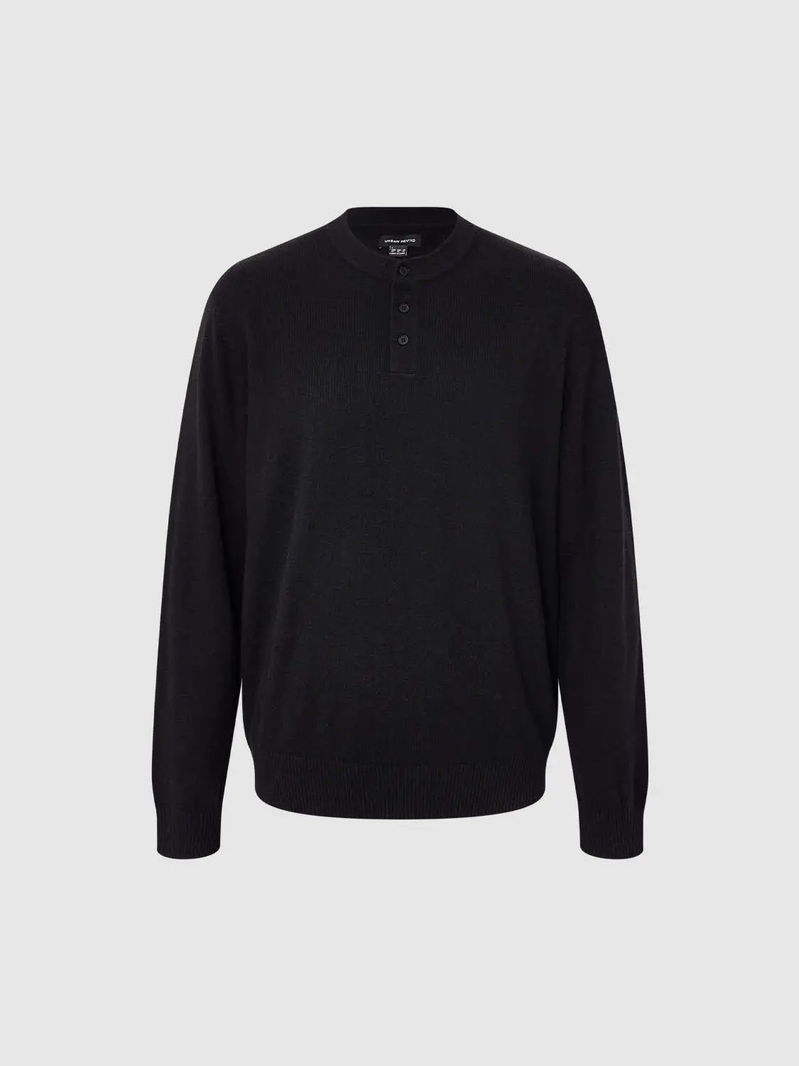 Knit T-Shirt, black knitted pullover by Urban Revivo Fashion with ribbed hem and cuffs