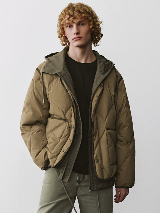 Felpa con cappuccio imbottita in piumino