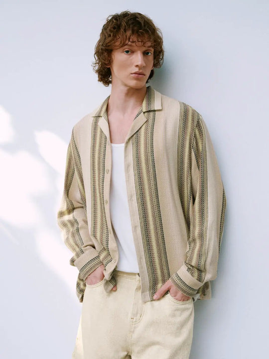 Oversized Striped Lightweight Cotton Jacket