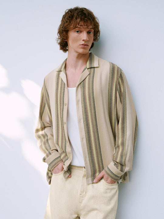 Giacca oversize a righe in cotone leggero