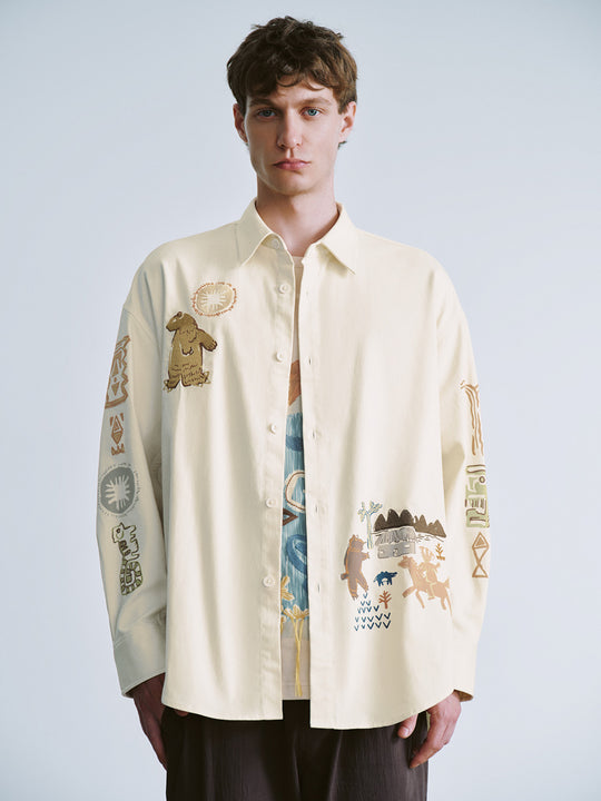 Camicia oversize con bottoni stampati