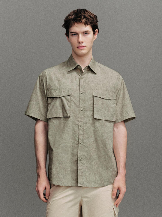 Camisas de manga corta con bolsillo de solapa