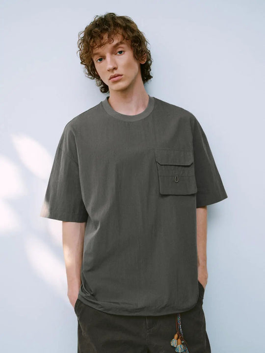 Cotton Oversized Flap Pocket Overhead Shirts