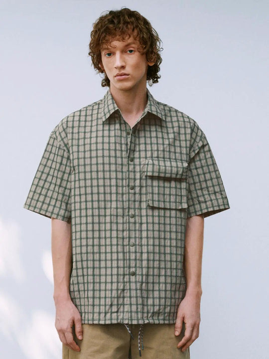Checkered Short Sleeve Flap Pocket Shirts