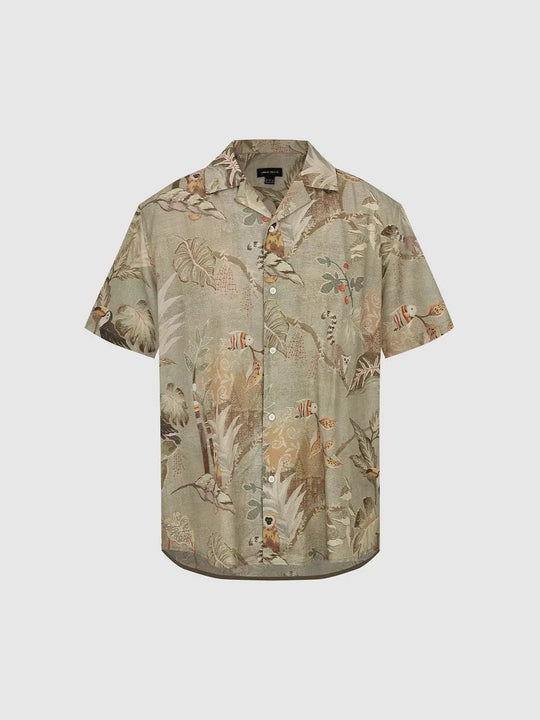 Printed Short Sleeve Shirts Lightweight Casual Wear With Slight Stretch