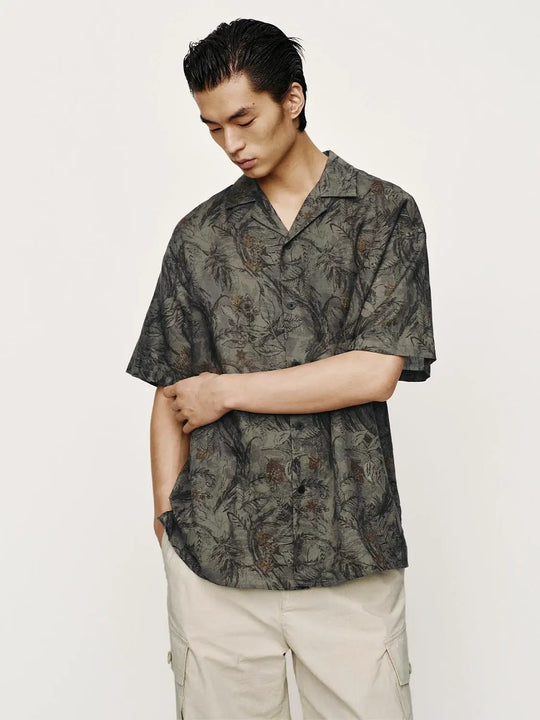 Linen Cotton Breathable Tropical Print Relaxed Fit Vacation Ready Shirts
