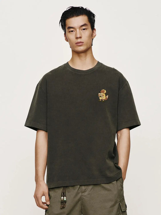 Cotton Chest Embroidered Mascot T-Shirts