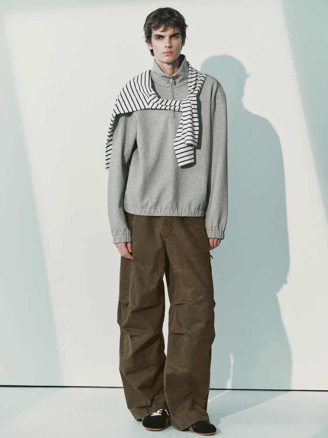 Sweatshirts by Urban Revivo Fashion: gray pullover with zip neckline