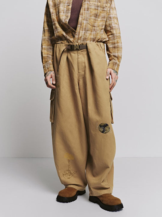 Pantaloni Cargo con Cintura e Fondo