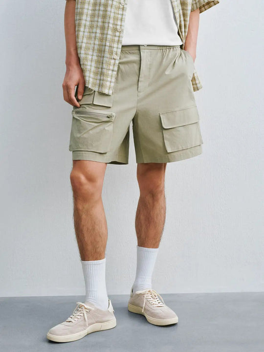 Cotton Cargo Pocket Flap Utility Side Shorts