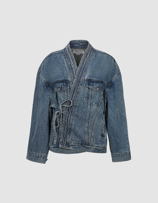 Veste en jean à revers kimono