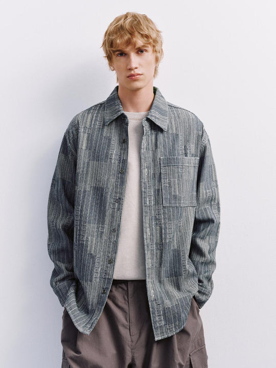 Patch Pocket Striped Denim Shirts