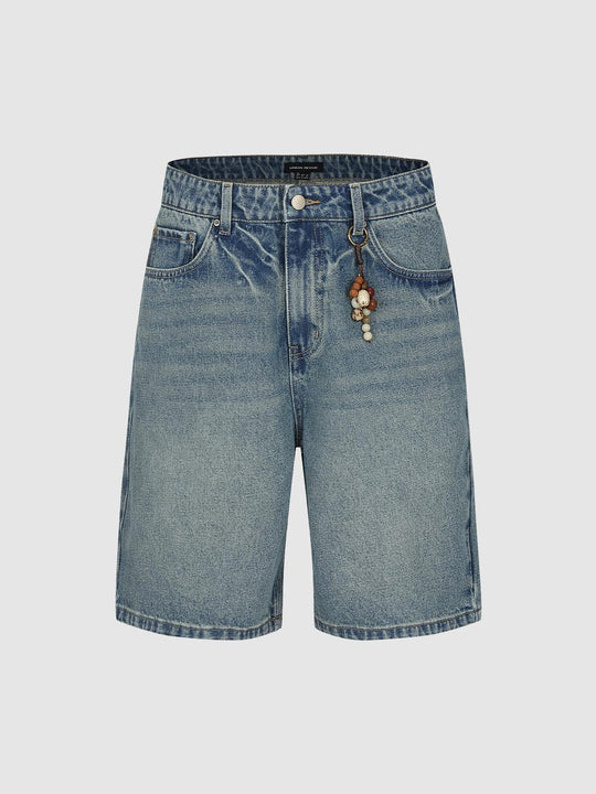 Washed Denim Shorts