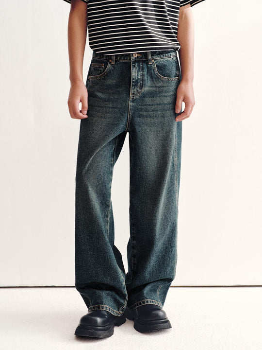 Washed Straight Leg Jeans
