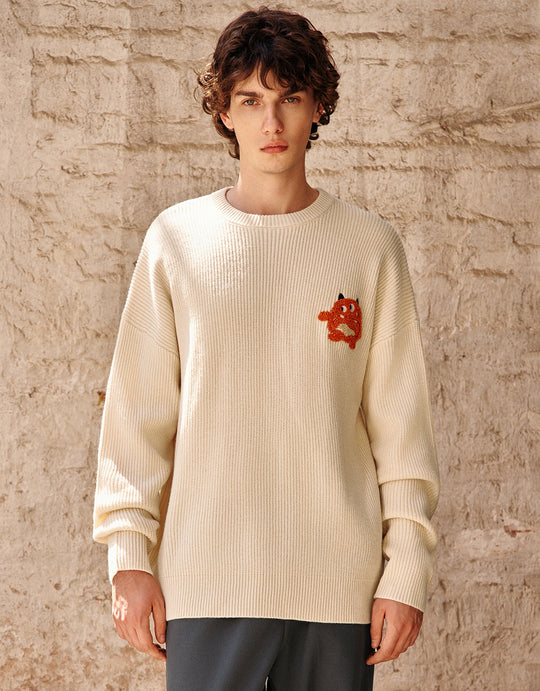 Maglietta lavorata a maglia con stampa Monster in rilievo