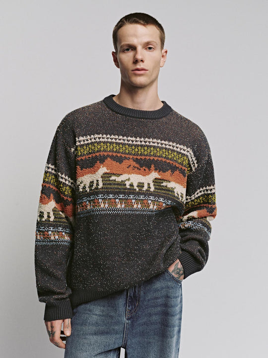 Intarsia Long Sleeve Knitted T-Shirts