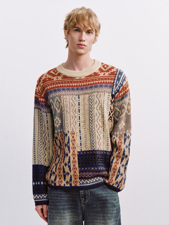 Spliced Long Sleeve Knitted T-Shirts