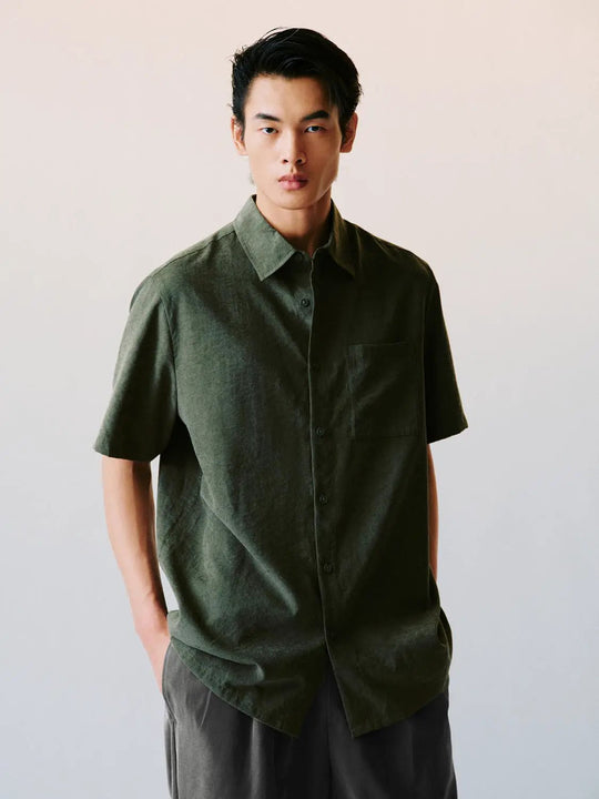 Cardigan Style Button-front Short Sleeve Shirt
