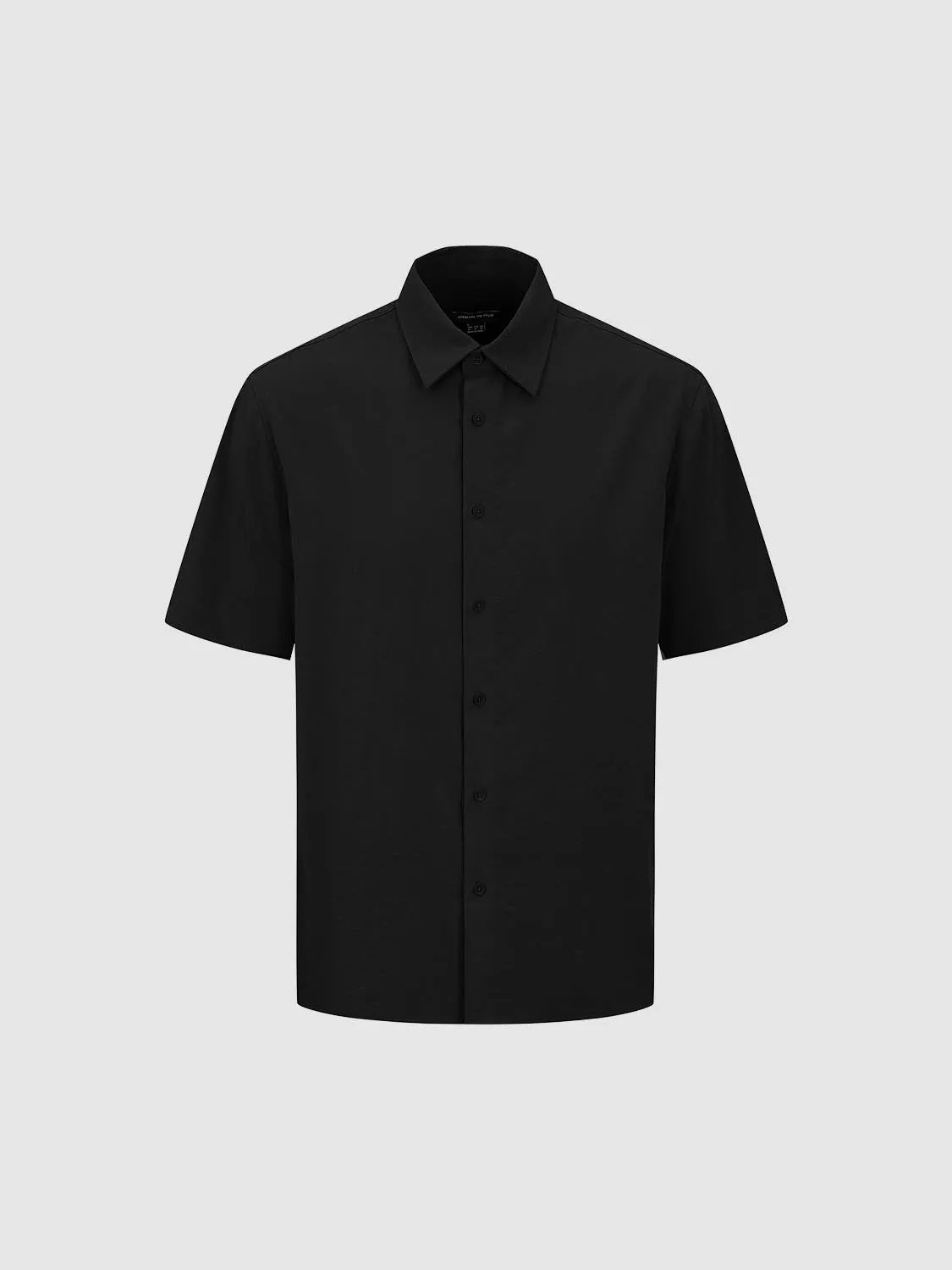 Open-Front Shirt, black short-sleeve button-front top