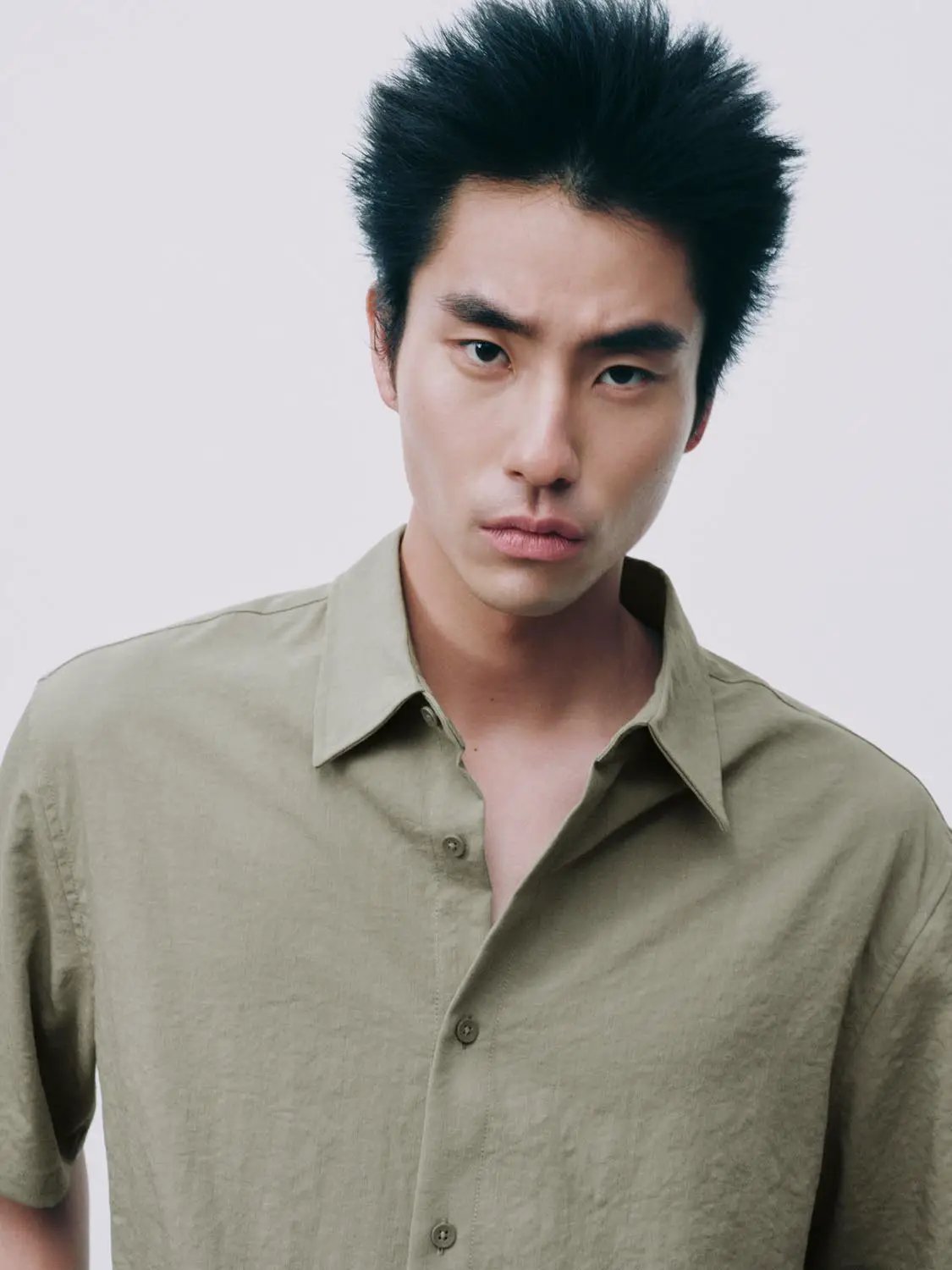 Open-Front Shirt, olive khaki color, by Urban Revivo Fashion.