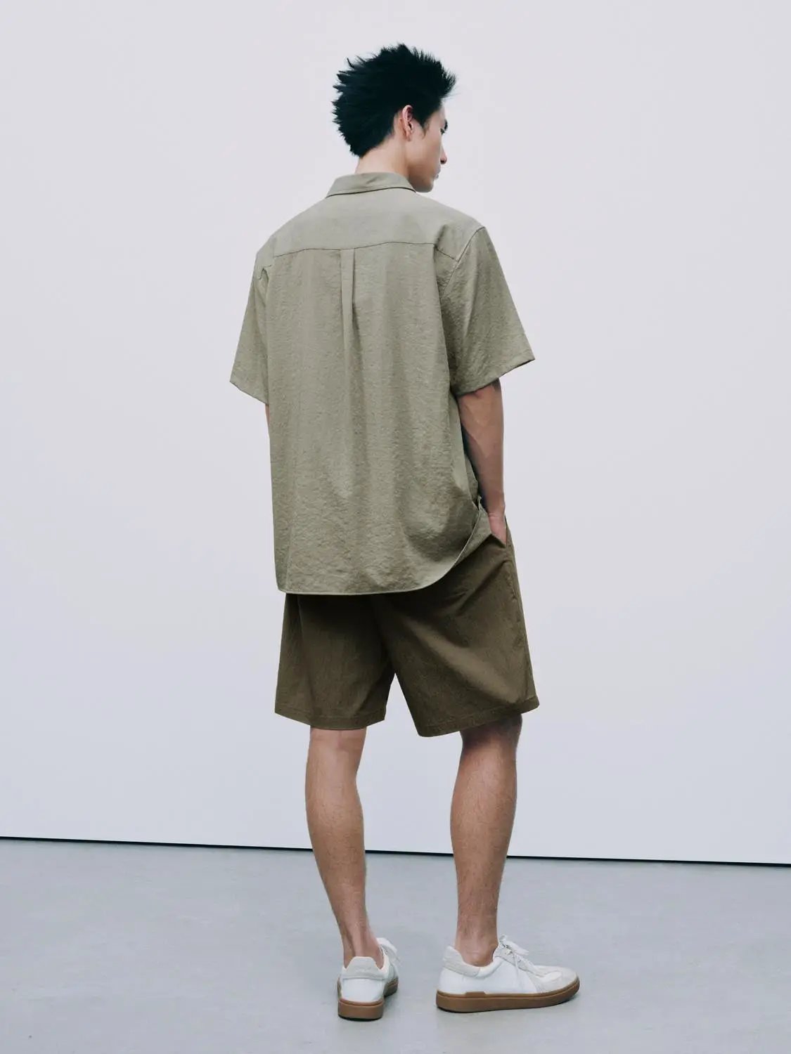 Open-Front Shirt, light khaki, short sleeves, relaxed fit