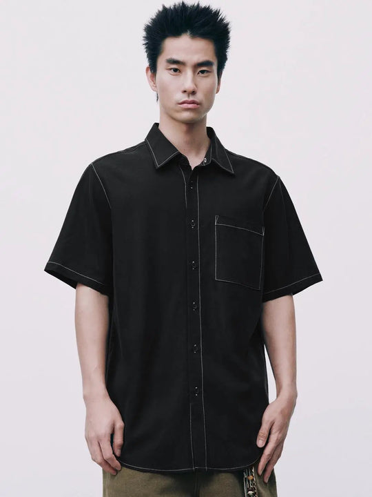 Pocketed Short Sleeve Button Down Shirt