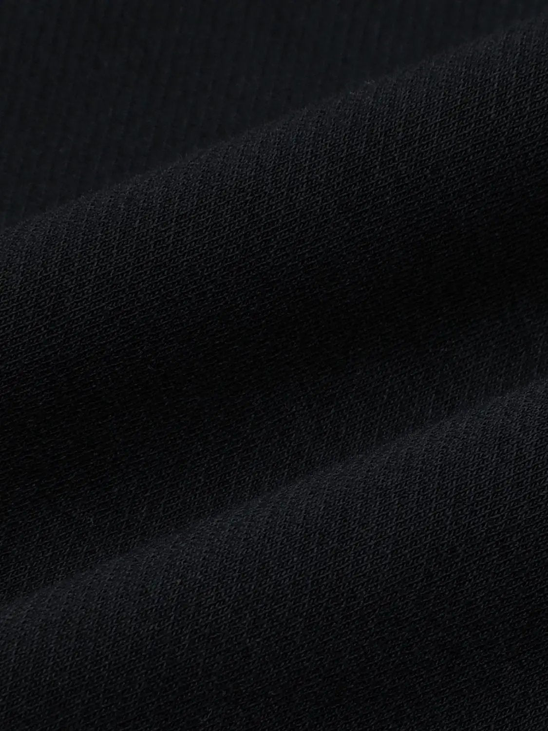 Sweatshirt fabric in black knit close-up showing textured weave