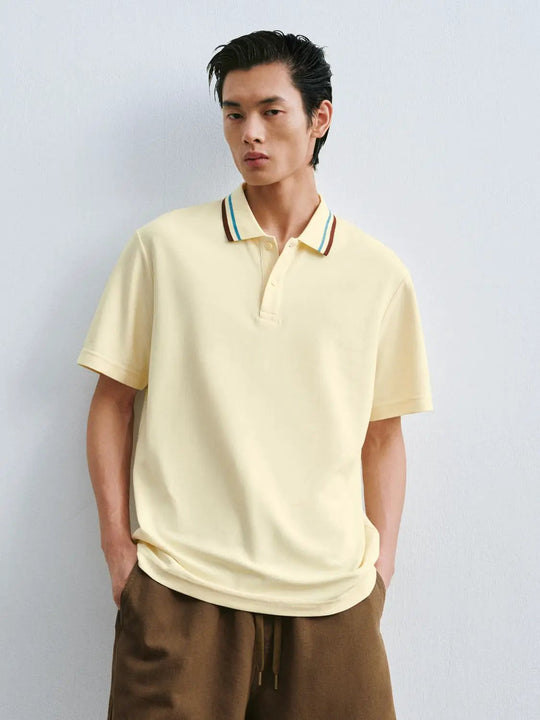 Cotton Polyester Blend With Striped Collar Design Polo