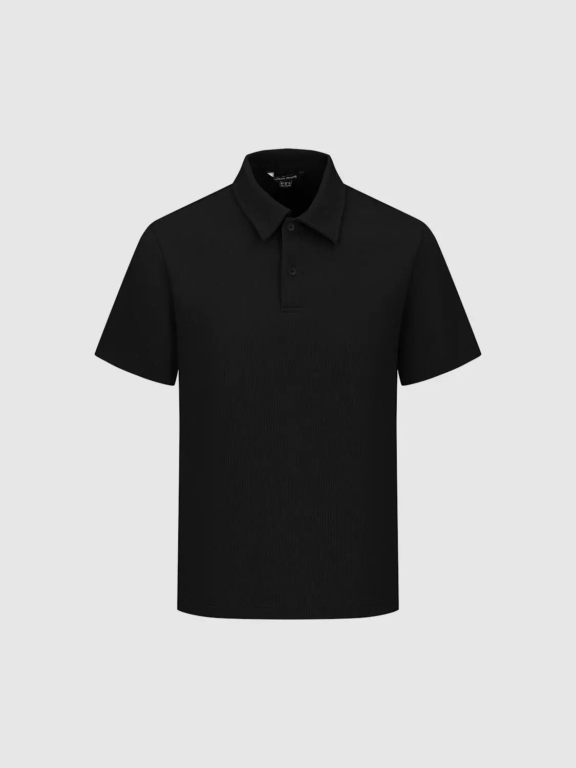 Textured Brushed Polo Cotton Blend Shirt, black, men's polo