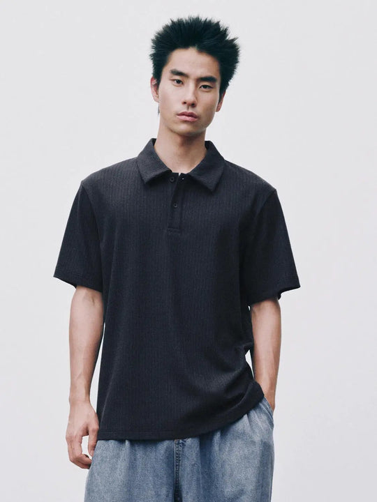 Ribbed Cotton Modal Polo Shirt