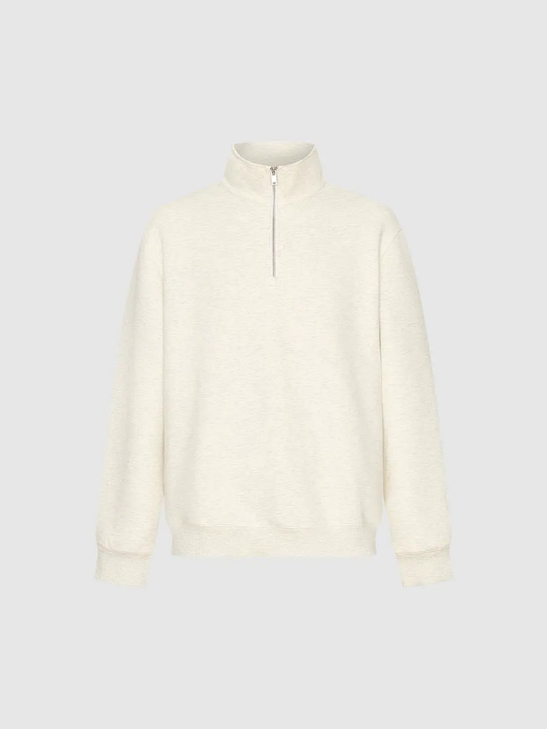 Sweatshirt by Urban Revivo Fashion, cream fleece with a half-zip collar.