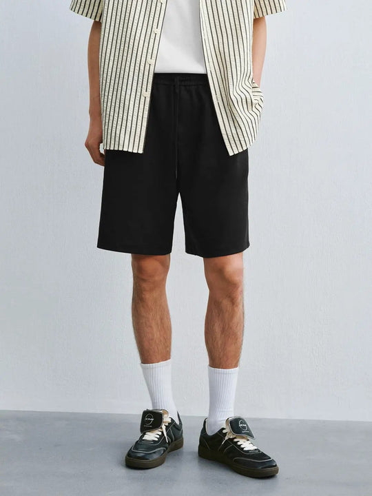 Cotton Blend Flat-Front Knee-Length Shorts