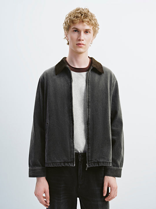 Lapel Zip Denim Jackets