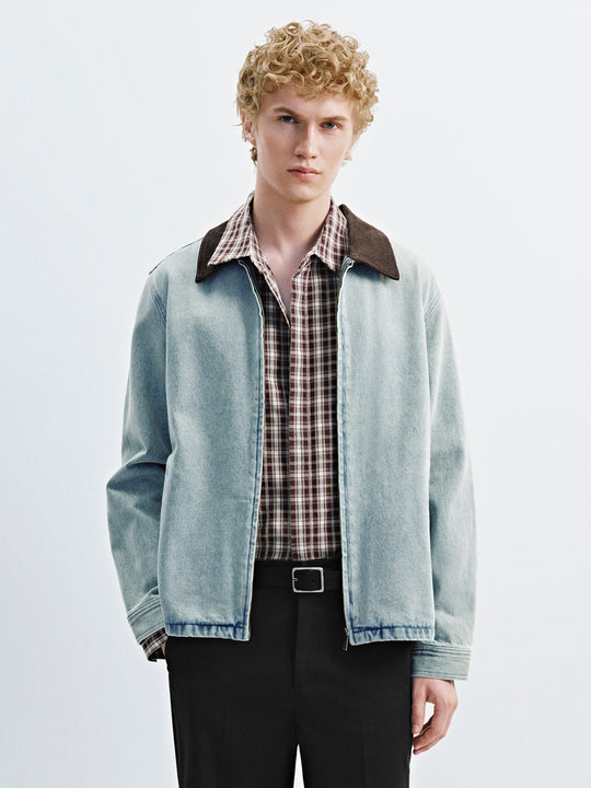 Revers-Reißverschluss-Jeansjacken