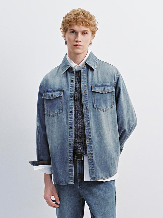 Chemises en denim à poches à rabat