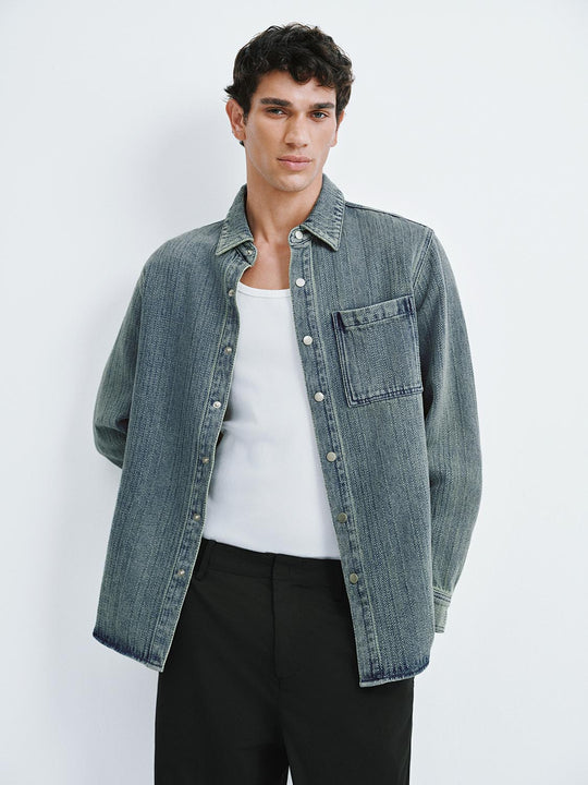 Camicie di jeans con taschino patch