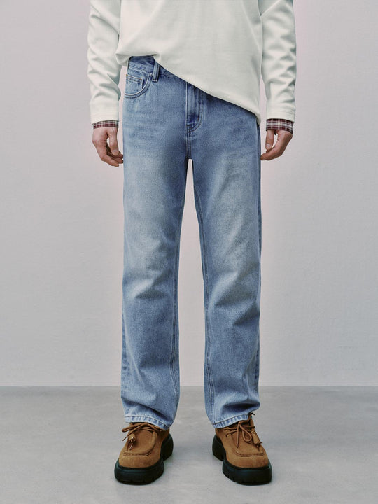 Washed Straight Leg Jeans
