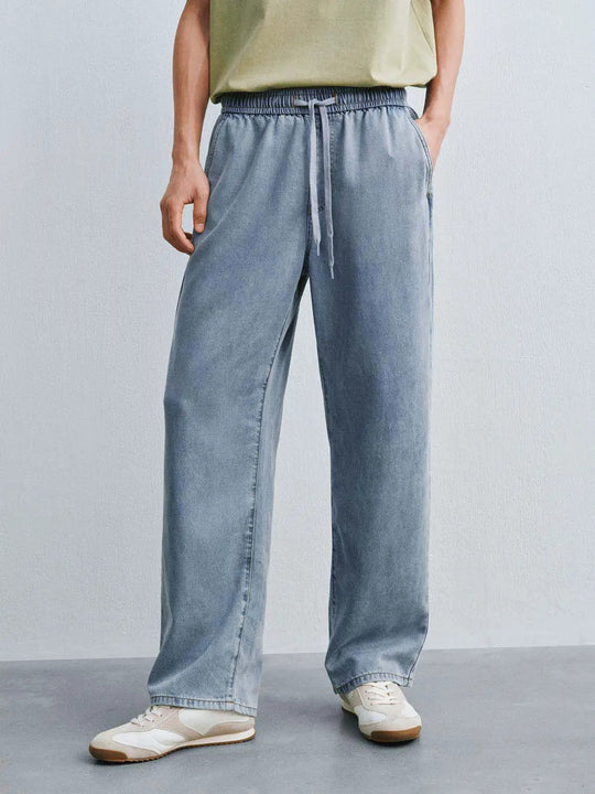 Lyocell Denim Drawstring Waist With Wide-Leg Silhouette And Soft Hand Finish Pants