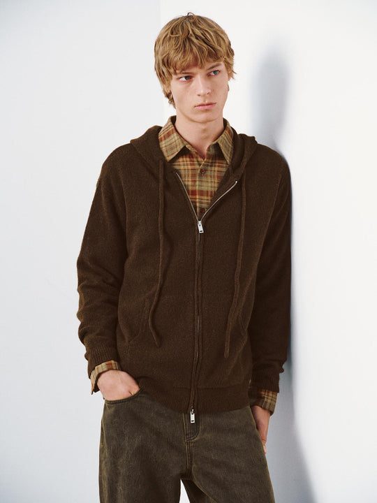 Hooded Drawstring Knitted Cardigans