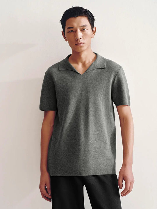 Polo-Ausschnitt Strick-T-Shirts
