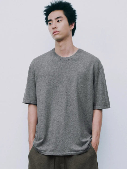Oversized Boxy Crew Neck Knit Relaxed Silhouette T-shirt