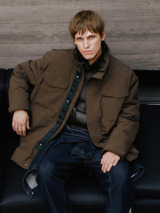 Flap Pocket High Neck Down Jackets