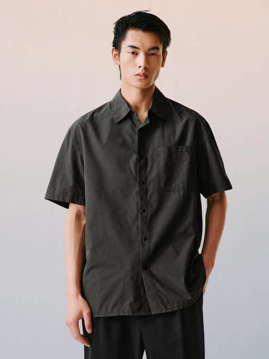 Button Front Pocket Short Sleeve Casual Shirt